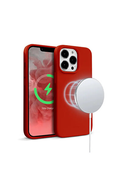 Crong Husă Magnetică Colorată - Etui iPhone 13 Pro Max MagSafe (roșu)