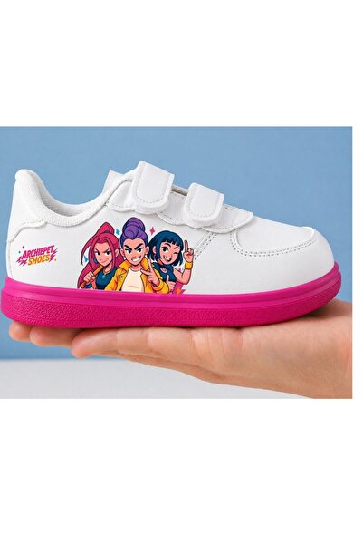 archiepet Pink Sole Girls' Group and Logo Printed Girls' Sports Shoes