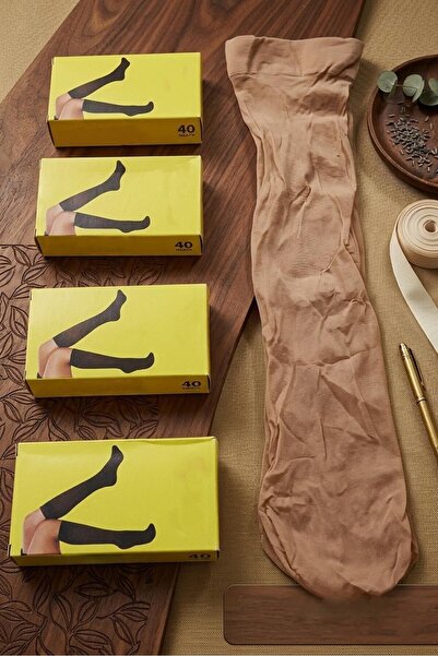 your trend socks 12 Çift Kadın Diz Altı 40 Denye (Sarı Kutu) Çorap - 500 (Siyah)