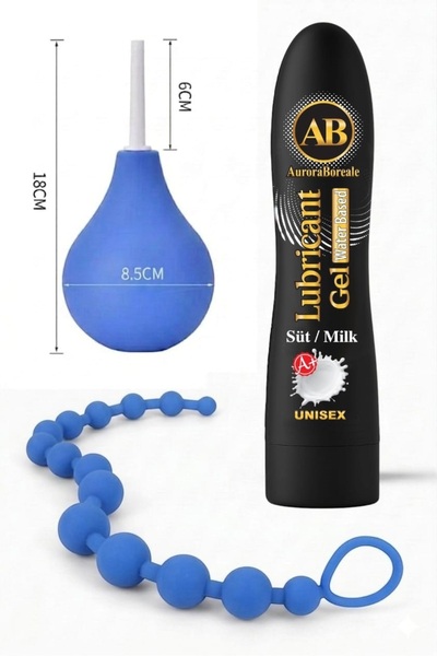 AuroraBoreale Premium Sütlü Kayganlaştırıcı Jel Mavi Temizleme Pompası Boncuk...