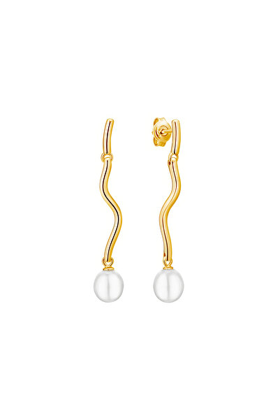 MANAVA Cercei argint lungi cu perle naturale - Onda d'Oro