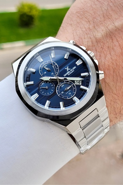 Daniel Klein Dial Blue Band Gray Color 44 mm Adjustable Band Function Men's W...