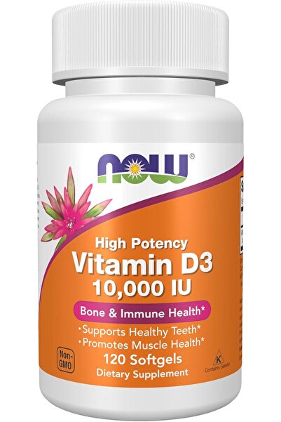 Now Foods High Potency Vitamin D-3 250 mcg 10,000 IU 120 Softgels Usa Menşeii