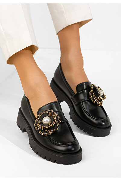 B T Shoes Black Sherron chunky-soled loafers