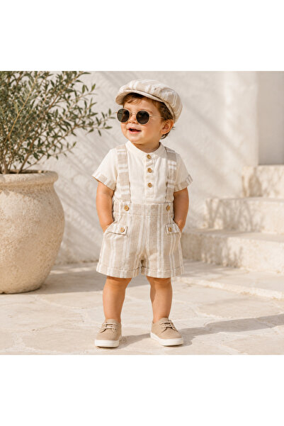 Bebelul Set elegant copii baieti Junior tricou salopeta si palarie bumbac cre...