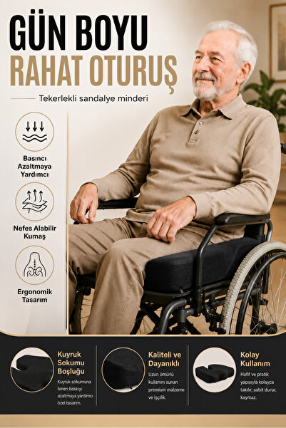 EpiRelax Fermuarlı Kılıflı Visco Oturma Minderi Tekerlekli Sandalye Konfor Mi...