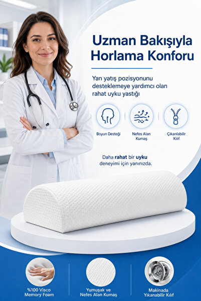 EpiRelax Visco Horlama Yastığı Yan Yatış Destekli Yarım Silindir Uyku Yastığı