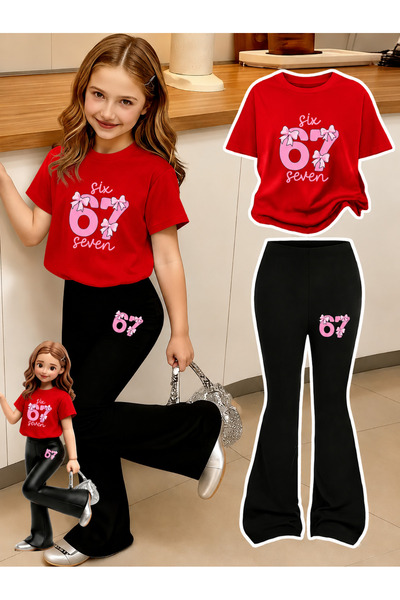 YUNAYT Set de pantaloni evazați și tricou spaniol pentru fete
