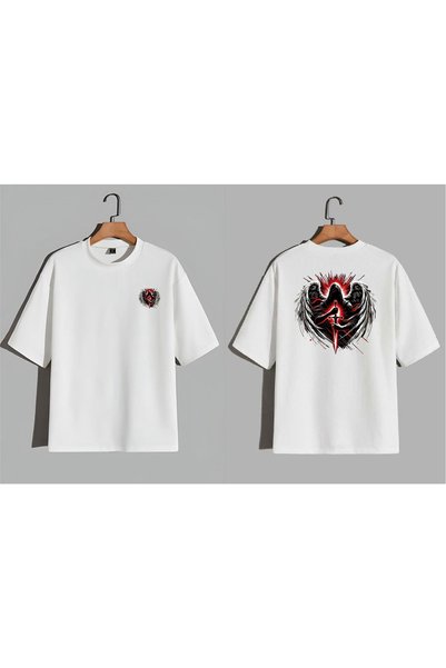 EFEVRA Angels with Swords Printed Oversized T-Shirt