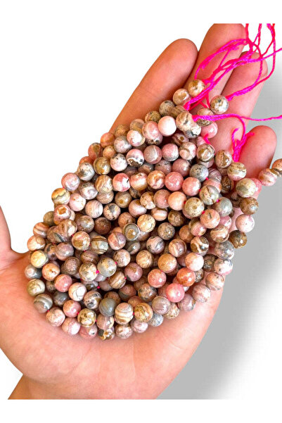 Bozhi Bead Set Rhodonite Natural Stone 8mm - Natural Stone Beads Rhodonite