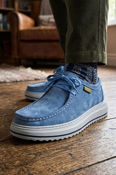 Godystep Rover Blue Men's Genuine Suede Leather Saddler Stitched Comfortable ...