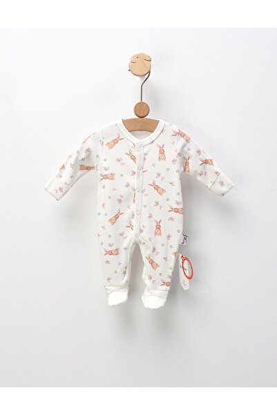MiniKids Salopeta premium, Iepurasul si Floricelele, alb