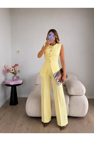 Ekim Store Güneş Yıldız 4 Düğmeli Yelek Pantolon Blazer Takım
