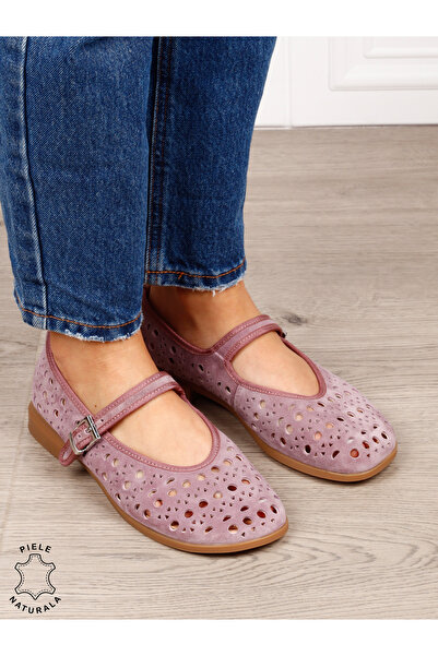ANGEL BLUE Balerini dama din piele naturala Intoarsa cu barete SI DESIGN UNIC...