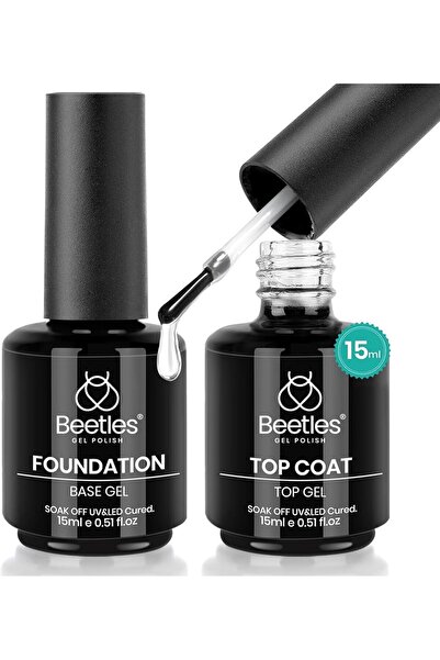 beetles Gel Polish بيتلز 2 قطعة 15 مل طبقة علوية وطبقة أساسية من الجل بدون مس...