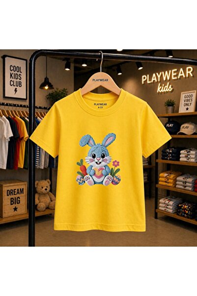 playwear Tricou unisex pentru copii 100% tricotat cu imprimeu morcov, 5 6 -7 ...