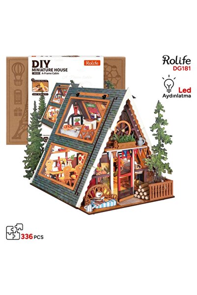 Rolife DG181 Üçgen Tiny House (A-Frame Cabin) DIY Minyatür Maket Model Seti M...