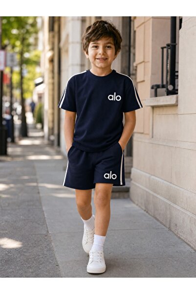 Nio Lua Boy's Striped Sports Shorts Set Summer Cotton Set