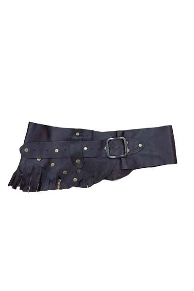 Yılday Gür Butik Noctaine Tassel Detailed Brown Leather Belt - Handmade Wide ...