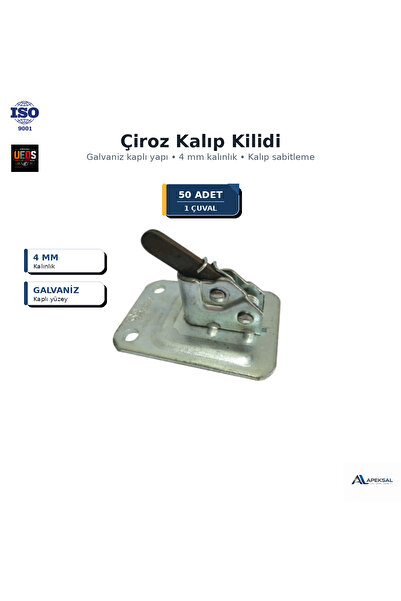 Sait Demirci 50 Adet Çiroz Kalıp Kilidi 4 mm Galvaniz Kaplı Sabitleme Aparatı