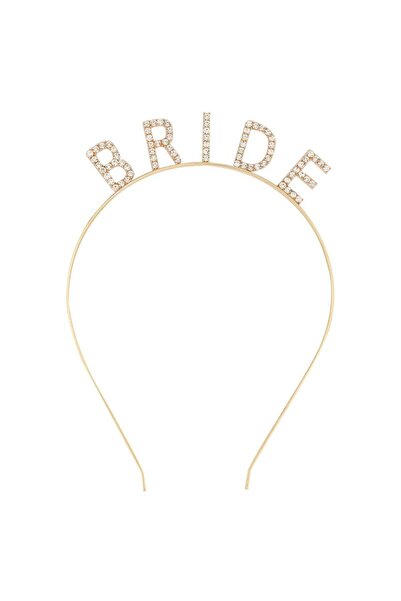 naque Gold Color Bachelorette Crystal Stone Bride's Crown Imported 16x10 cm