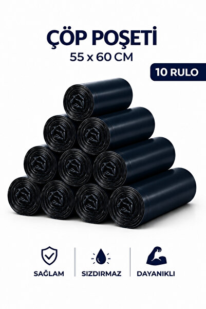 MSE HOLD Çöp Poşeti 55x60 Orta Boy 10 Rulo 200 Adet Dayanıklı Sızdırmaz Çöp T...
