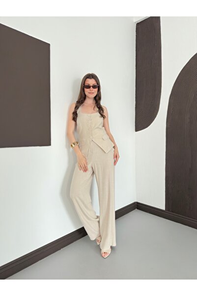 Ekim Store Halter Neck Linen Jacket and Pants Set