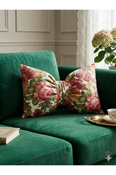 Angels' Collection Flower Patterned Bow-Shaped Inner-Filled Throw Pillow - Po...