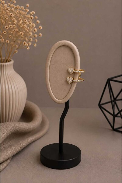 mdm style Heart Detailed Stoned Cartilage Earrings