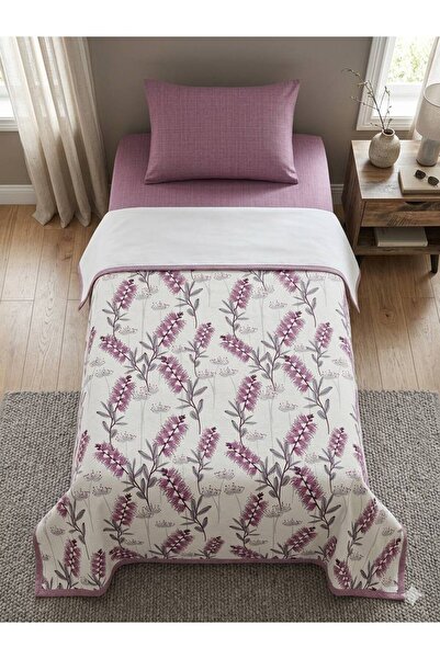 ŞENER HOME Hyacinth Patterned Sheet with Elastic Single Pique Set