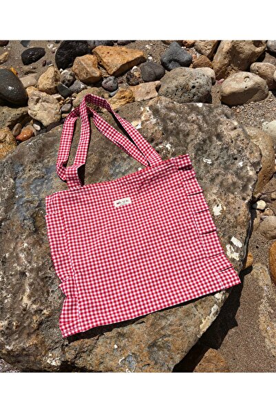 ToffyStore Red Fluffy Ruffled Fabric Bag