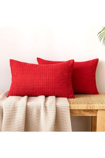 Dotail Set de 2 fețe de pernă decorative EMEMA, model în carouri, 40 x 60 cm,...