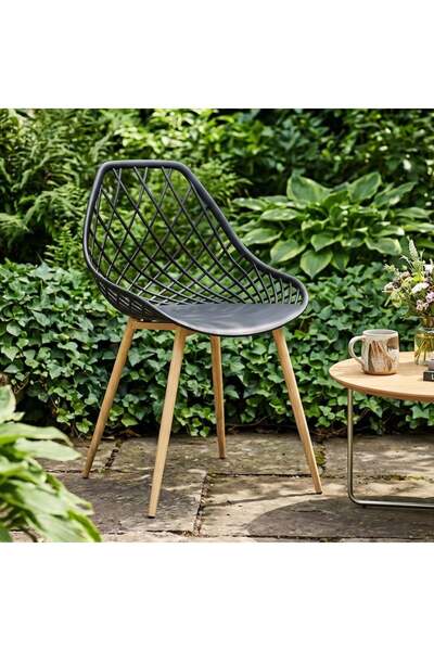 jumi Scaun de grădină ARANDA, Jumi, negru – design modern, rezistent la intem...