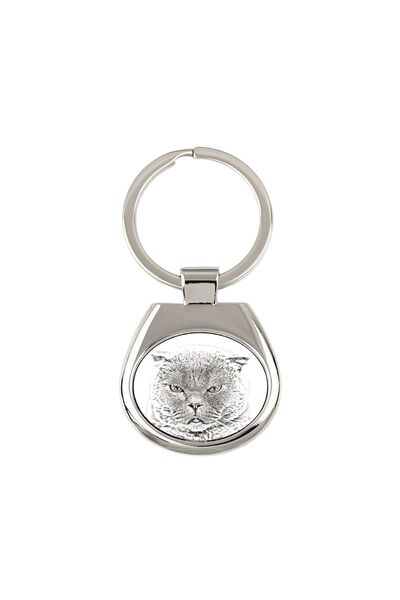 Art - Dog Art-Dog Breloc Pisică Scottish Fold – Pandantiv Metalic Personaliza...