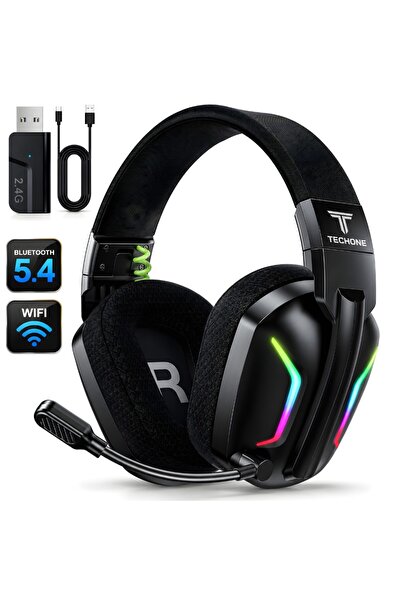 Techone Casti Gaming Profesionale Wireless StormWave, 2.4GHz Wireless+Bluetoo...