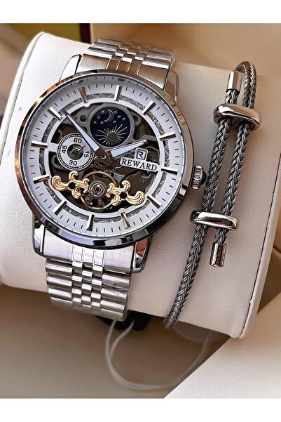 Reward Special Design Automatic Mechanism Steel Cord 5 Atm Water Resistant Me...