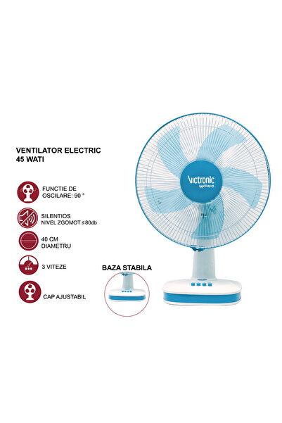 VICTRONIC Ventilator pentru birou MDSALE@, 40 cm, 3 trepte de viteza, 45 W