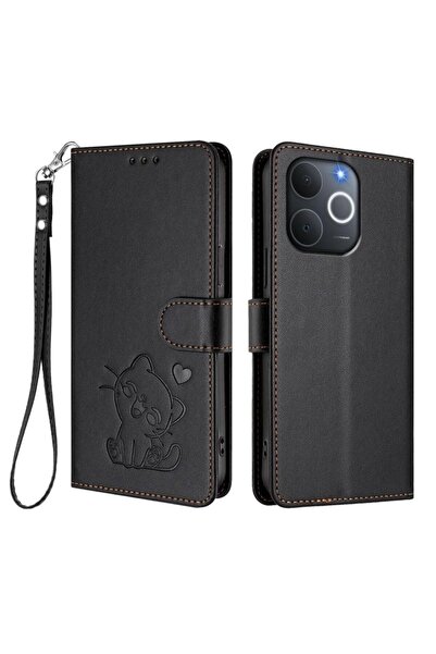 sscase Cat and Heart Θήκη Πορτοφόλι Black (Realme Note 70T 4G)