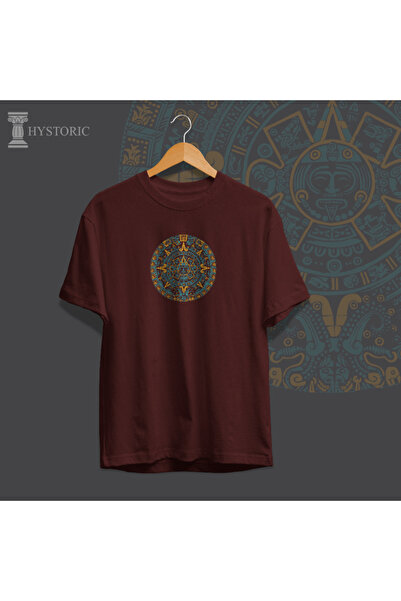 Aztek Mitolojisi Olmeca Baskılı Oversize T-Shirt