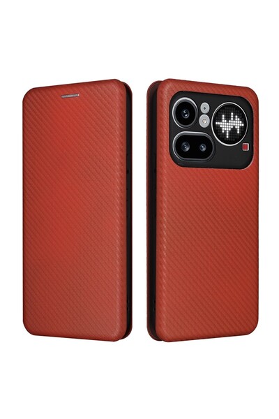 sscase Carbon Fiber Θήκη Βιβλίο Brown (Nothing Phone (4a) Pro)