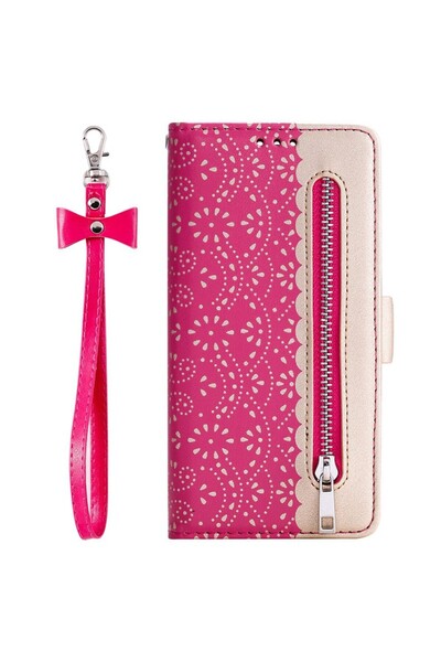 sscase Lace Flower Zipper Θήκη Πορτοφόλι Rose (Apple iPhone X/Xs)