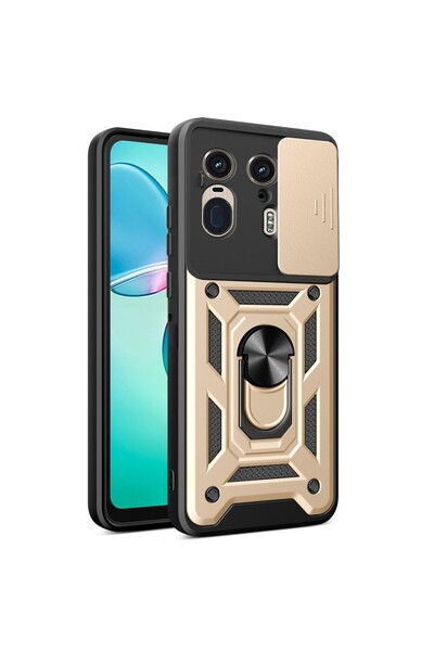 sscase Sliding Camera Σκληρή Θήκη με Δαχτυλίδι Gold (Motorola Edge 50 Ultra 5G)