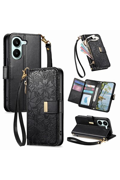 sscase Floral Zipper Θήκη Πορτοφόλι Black (Xiaomi Poco X8 Pro 5G)
