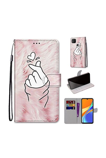 sscase Coloured Drawing Cross Θήκη Πορτοφόλι Pink Hands Heart (Xiaomi Redmi 9C)