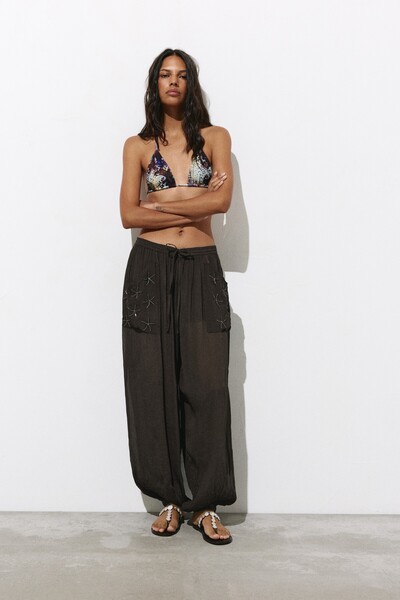 Pull & Bear Boncuklu şalvar pantolon