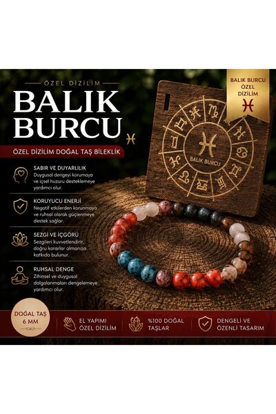 Balık Burcu Özel Dizilim Doğaltaş Bileklik
