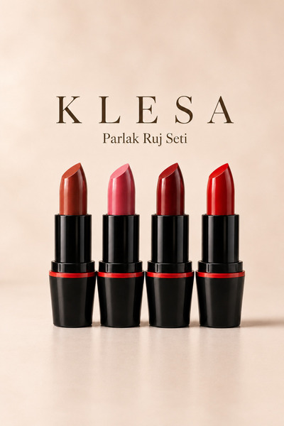 KLESA 4'lü Parlak Ruj Seti 2 Nude Pembe Bordo Kırmızı Dudak Ruju