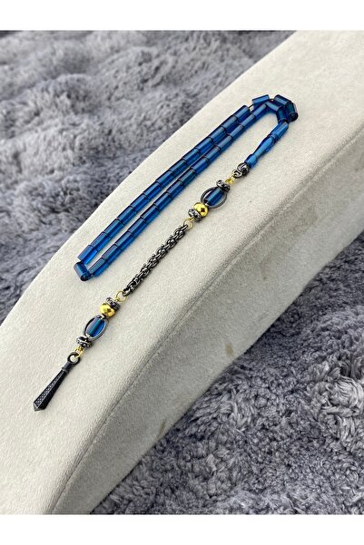 Tesbihci sinan Mavi Ateş Kehribar Kesme Bilek Boy Tesbih 4x7mm Zarif Kesim ve...