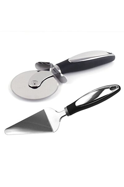 DAMUR Pizza Slicer and Spatula, set of 2 utensils, Stainless Steel, Non-slip ...