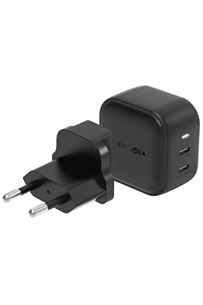 Energea Ασύρματος φορτιστής GaN με 2 θύρες εξόδου USB-C 45W Μαύρο